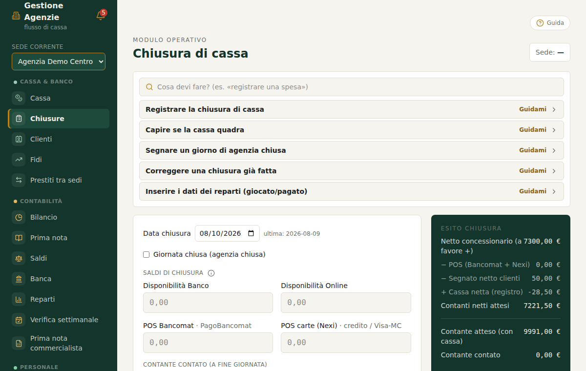 Chiusura di cassa